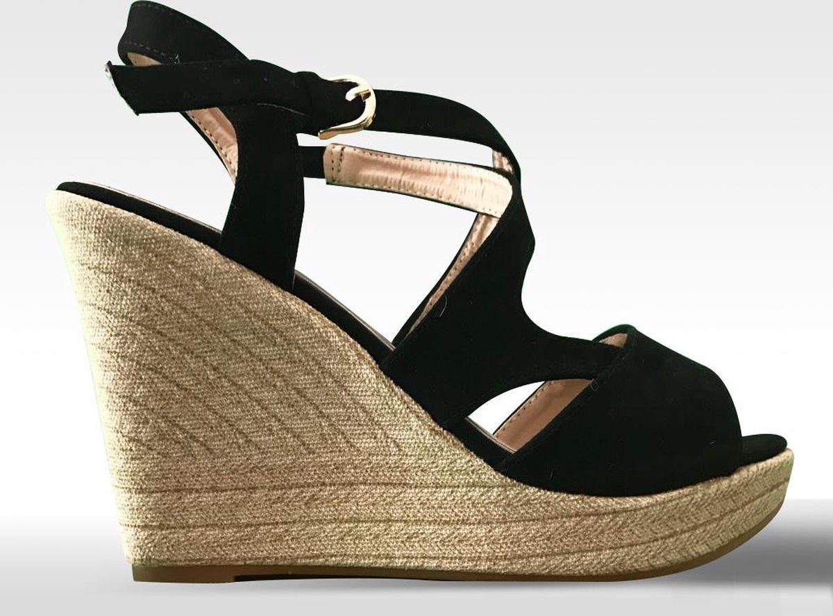 Sandalen op Sleehak - Esperanza - Dames - Maat 36 - YD-HY-607 BLACK