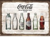Coca Cola Timeline Metalen Postcard 10 x14 cm.