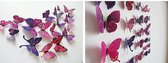 3d Muurstickers vlinders paars/roze (12 stuks)
