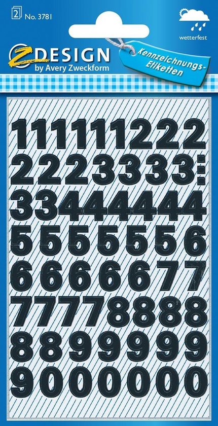 Aarde Uitrusting vastleggen Avery Etiketten cijfers en letters 0-9, 2 blad, zwart, waterbestendige  folie | bol.com