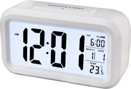voorwoord weg te verspillen voorbeeld LED - Alarm Wekker - Temperatuur - Datum - Wit | bol.com