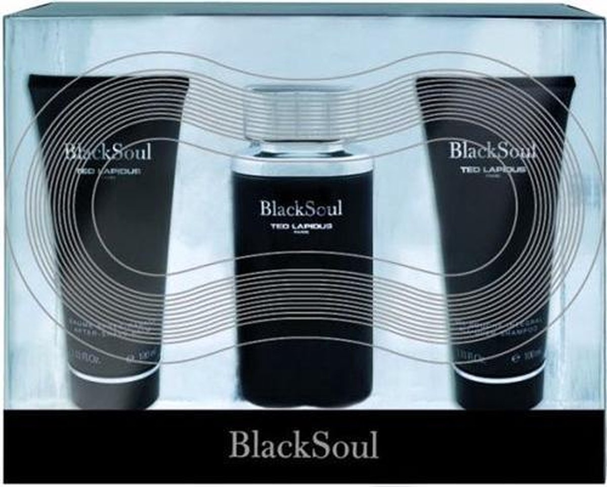 Ted Lapidus Black Soul EDT 100 ML + 100ML Aftershave Balsem + 100 ML All Over Shampoo