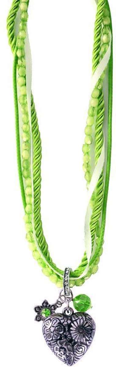 PartyXplosion - Boeren Tirol & Oktoberfest Kostuum - Ketting Tiroler Groen - Groen, Zilver - Carnavalskleding - Verkleedkleding