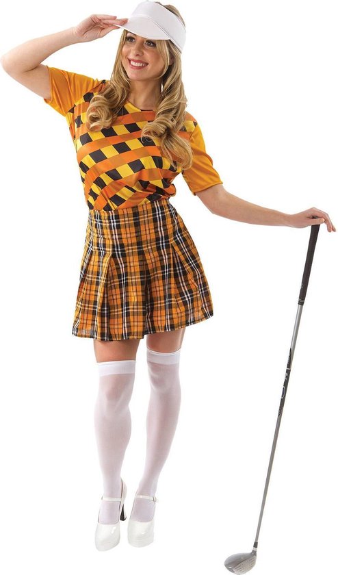 Golf kostuum dames carnaval oranje/zwart - Maat M