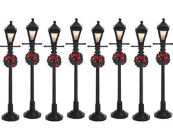 Lemax - Gas Lantern Street Lamp -  Set Of 8 -  B/o (4.5v) - Kersthuisjes & Kerstdorpen
