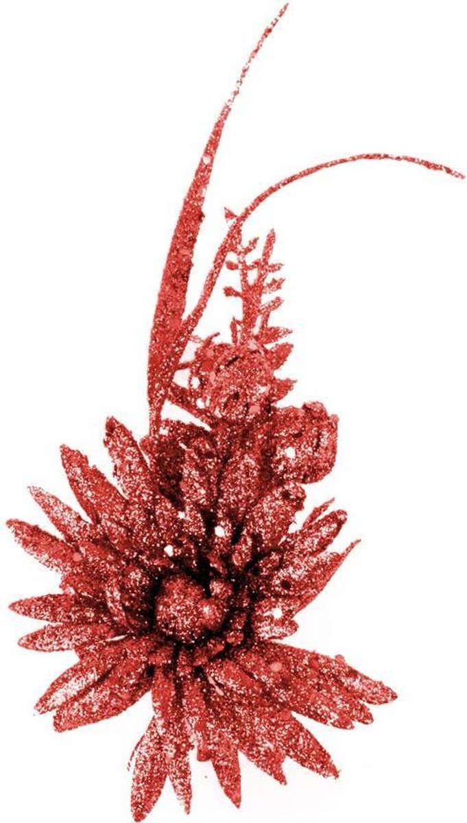 Decoratie bloem op stokje rood