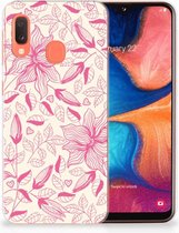 Geschikt voor Samsung Galaxy A20e TPU Hoesje Pink Flowers