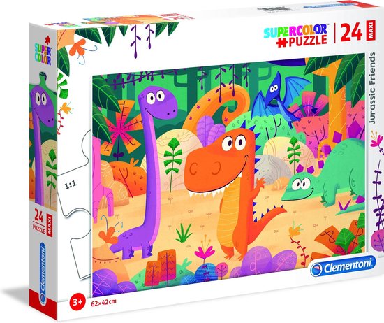Clementoni Dino-Puzzle 180 Teile – Leuchtfarben, Für Kinder Ab 7 Jahren, Mit Kartenmotiv, Nachhaltige Verpackung