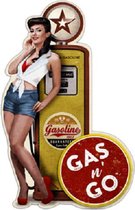 Wandbord - Gasoline Pomp gas n go pin up