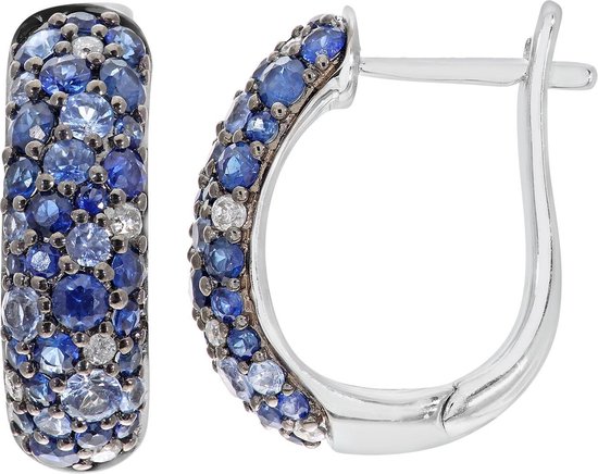 Verhoog jezelf Prelude omroeper 9k Wit Gouden Diamant Blauwe Saffier Ring Oorbellen | bol.com