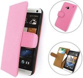 TCC Hoesje HTC One Book/Wallet Case/Cover Roze M7