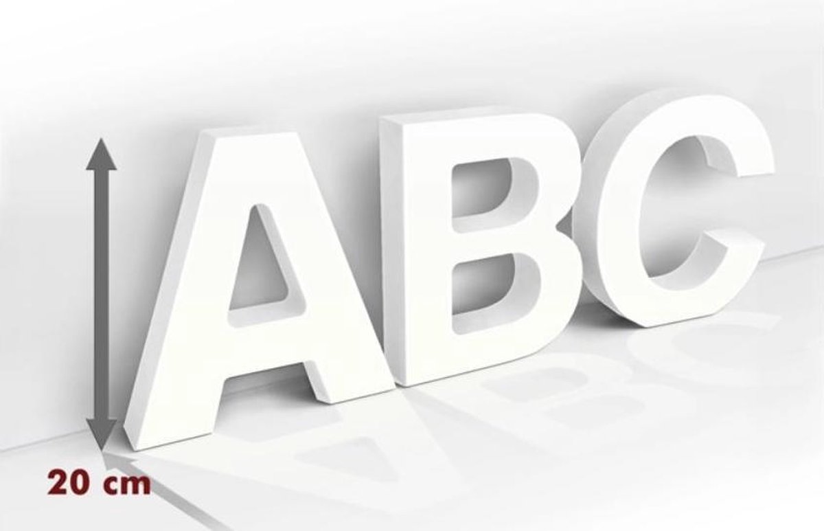 Decoratieletter N - 20 cm hoog - decoratieve letter alfabet - wit - 3D  letters | bol.com