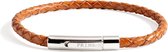 PRINS. Armband PB0022-COG-19.5 - Heren - Licht Bruin Gevlochten Leer (4mm), RVS Slot - 19,5 cm