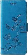 Bloemen Book Case - Samsung Galaxy J6 Plus (2018) Hoesje - Blauw