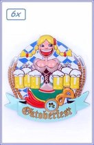 6x Tiroler Wanddecoratie vrouw met bierpullen 44x44 cm