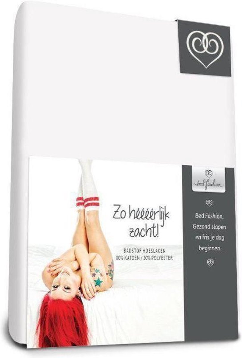 Badstof stretch hoeslaken Creme - 90 x 210 cm - Beige
