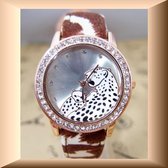 Elegant horloge met luipaard en jong