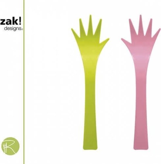 Foto: Zak designs sorbet saladebestek helping hands 32 cm set van 2 stuks paars licht blauw