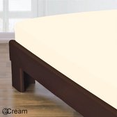 Homee Hoeslaken Katoen ecru 80x200 +30 cm eenpersoons bed - gladde 100% Katoen - Perfecte pasvorm