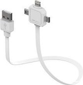 Allocacoc Power USB Kabel 0.8m USB A Micro-USB B Samsung / Lightning / Mini USB Wit mobiele telefoonkabel 3 in 1 connector