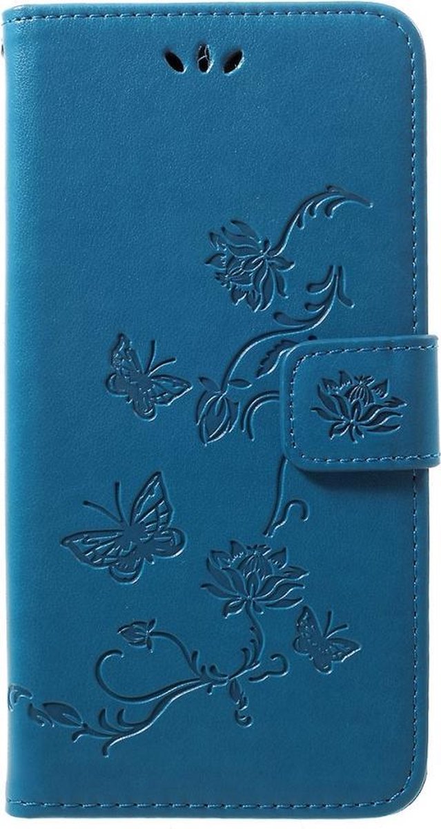 Bloemen & Vlinders Book Case - Geschikt voor Samsung Galaxy A50 / A30s Hoesje - Blauw