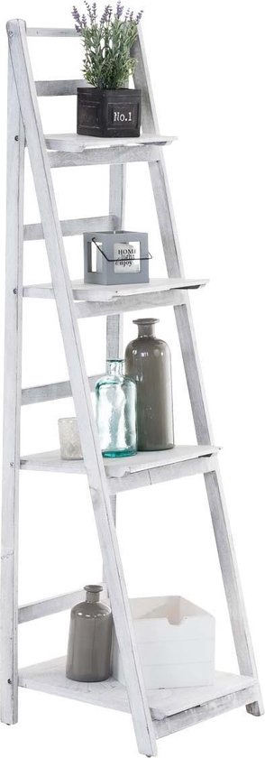 Decopatent® Ladderrek bamboe hout - Houten decoratie ladder - Open ladderkast - Ladder rek - Plantentrap - Boekenkast - Traprek - Decopatent