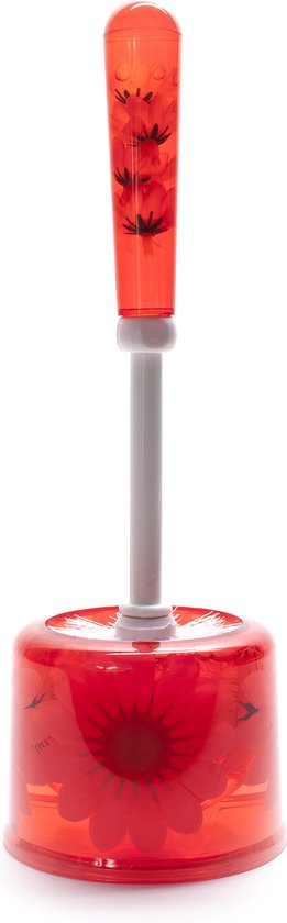 Gebloemde Rode Toiletborstelhouder met Toiletborstel - 30x10cm - Rood |  Design Bloemen... | bol.com