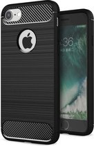 GSMWise - Apple iPhone 7 - brossé cas de dos dur Design en fibre de carbone - Zwart