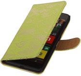 Microsoft Lumia 640 - Lace Kanten Booktype Groen - Book Case Wallet Cover Hoesje