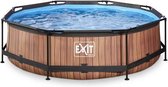 EXIT Wood zwembad ø300x76cm met filterpomp - bruin