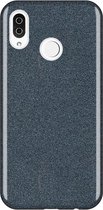 Huawei P20 Lite Hoesje - Glitter Back Cover - Zwart