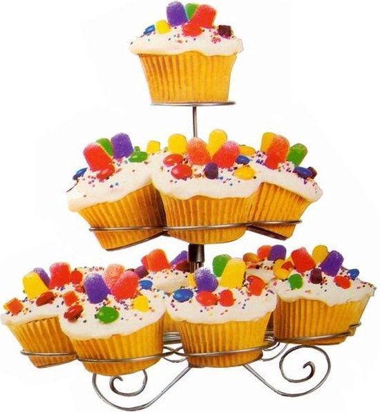 Sierlijke RVS Cupcake - Stand / Houder Voor 13 Mini Cakes |