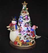 Kerstdorp - Kersthuisje met verlichting - Kerstboom met Kind 42 cm - Ledverlichting - Muziek