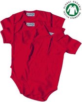 TOSKE 3-pak baby rompers korte mouw/polokraag - Rood - Maat 74/80