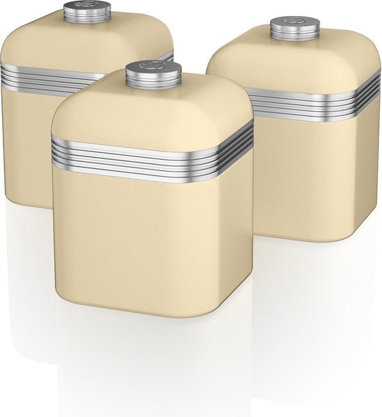 Swan SWKA1020CN Lot de 3 boîtes de rangement rétro crème