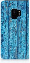 Geschikt voor Samsung S9 Book case Wood Blue