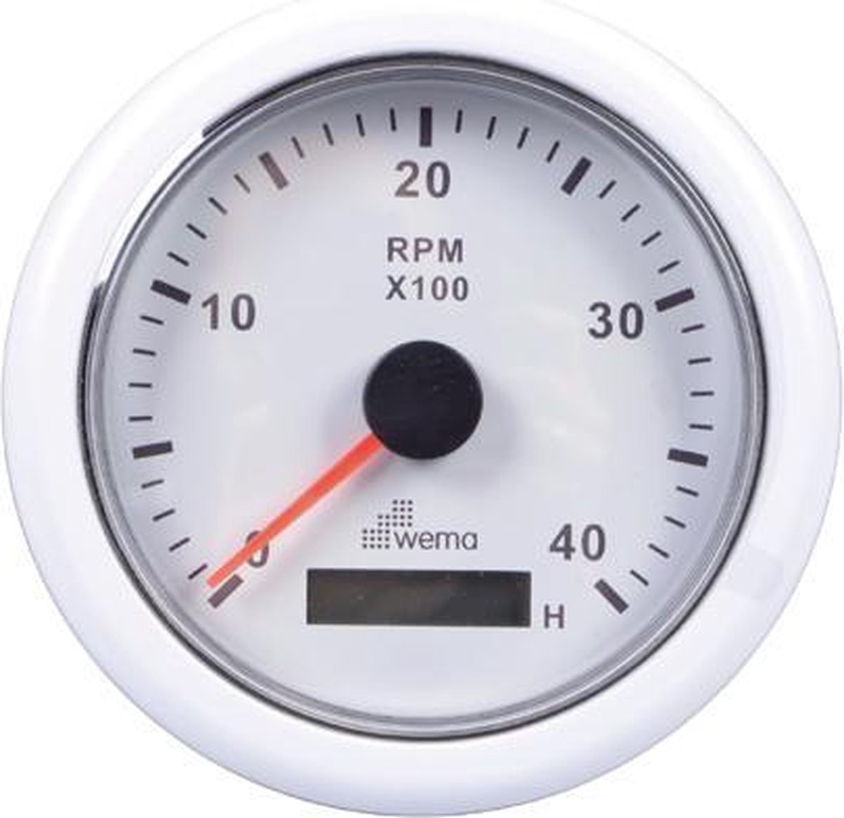 Wema toerenteller met urenteller / wit 4000r/pm