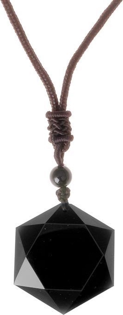 Collier avec pendentif Obsidienne 16mm Homme femme taille cordon réglable 