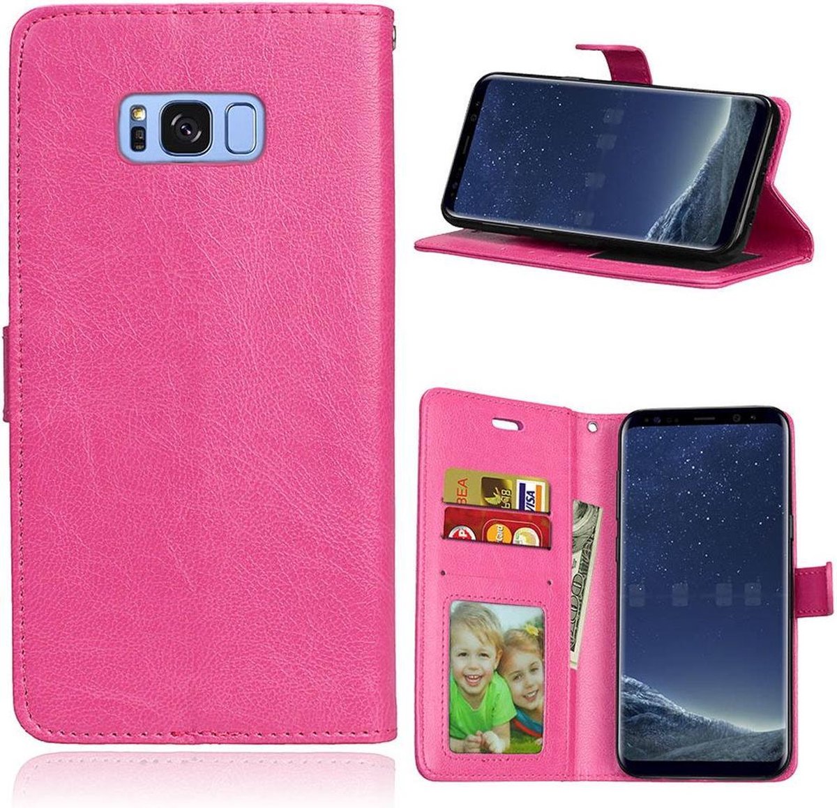 Telefoonhoes Geschikt voor: Samsung Galaxy S8 portemonnee hoesje - Roze