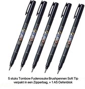 5 stuks Tombow  Fudenosuke Brushpennen Soft Tip