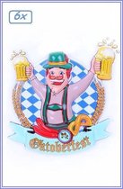 6x Tiroler Wanddecoratie man met bierpullen 44x44 cm