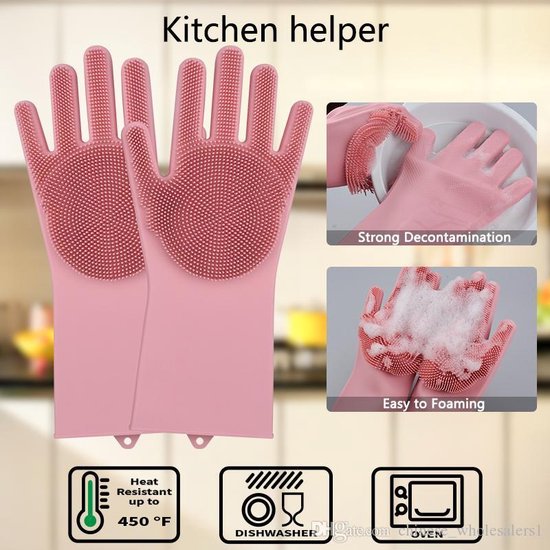 Gants de vaisselle avec brosses intégrées - Cuisine-Pratique