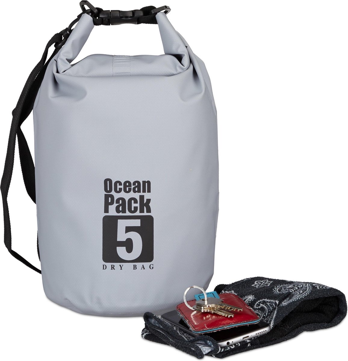 waterdichte tas - 5 liter - licht - ocean pack - donkergrijs