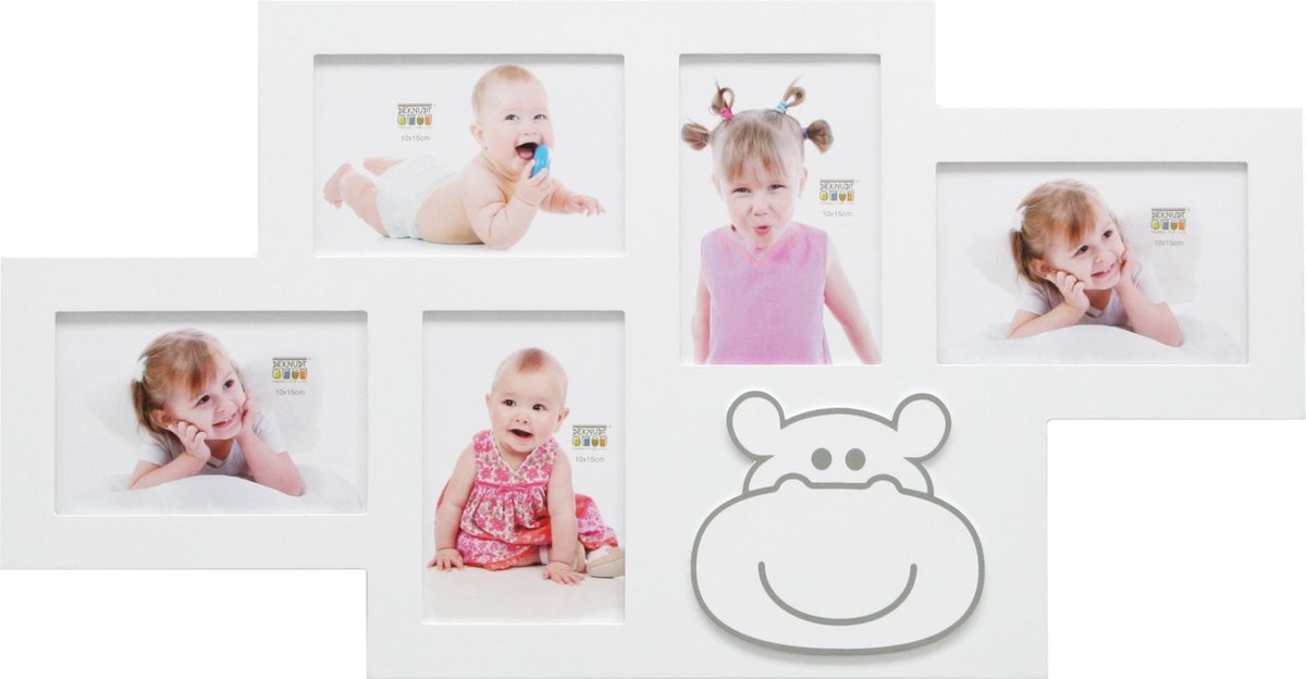 Deknudt Frames multifotolijst S66RK1P5 - nijlpaardmotief - wit - 10x15