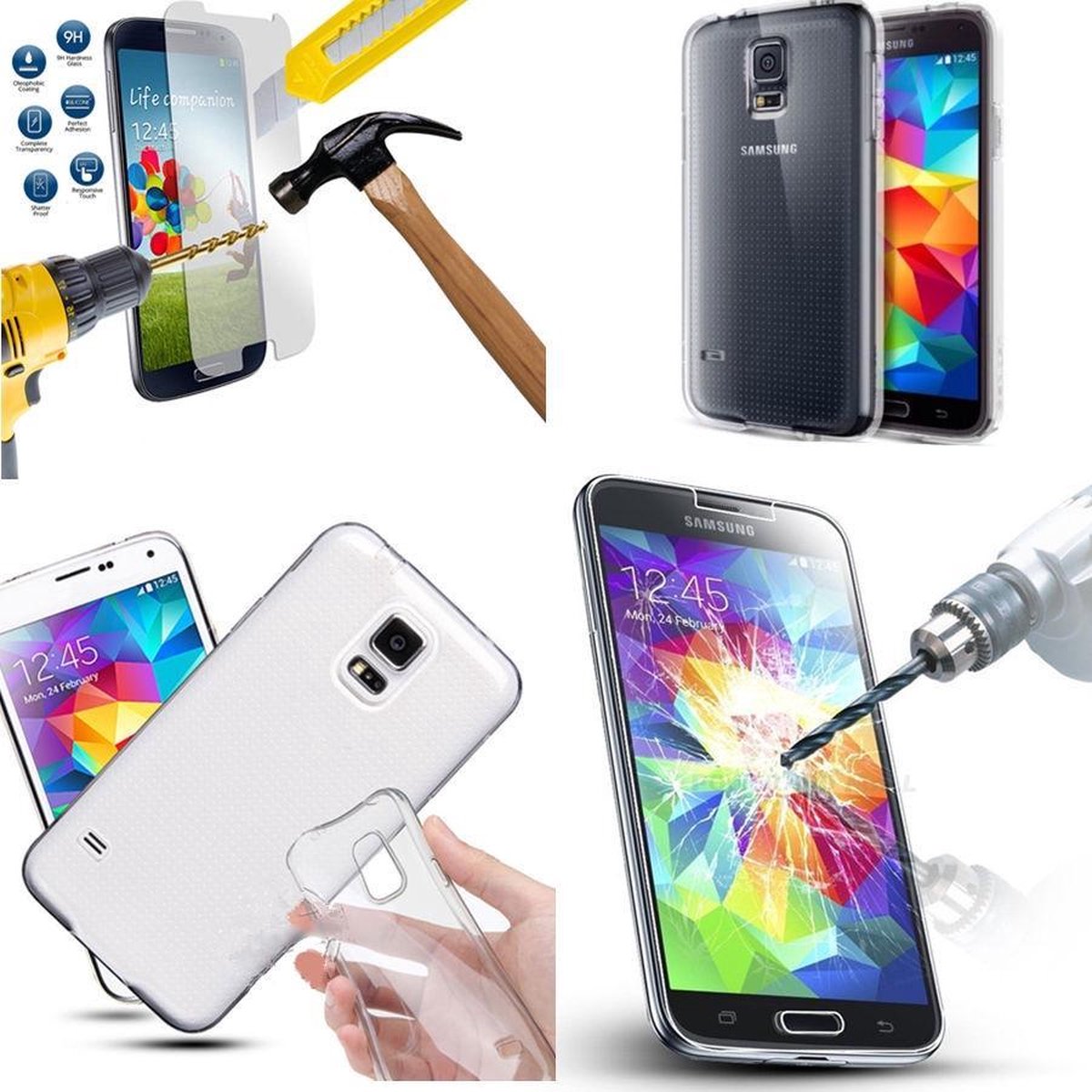 Ultra Dunne TPU silicone case hoesje Met Gratis Tempered glass Screen Protector Samsung Galaxy S5