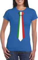 Blauw t-shirt met Italie vlag stropdas dames L