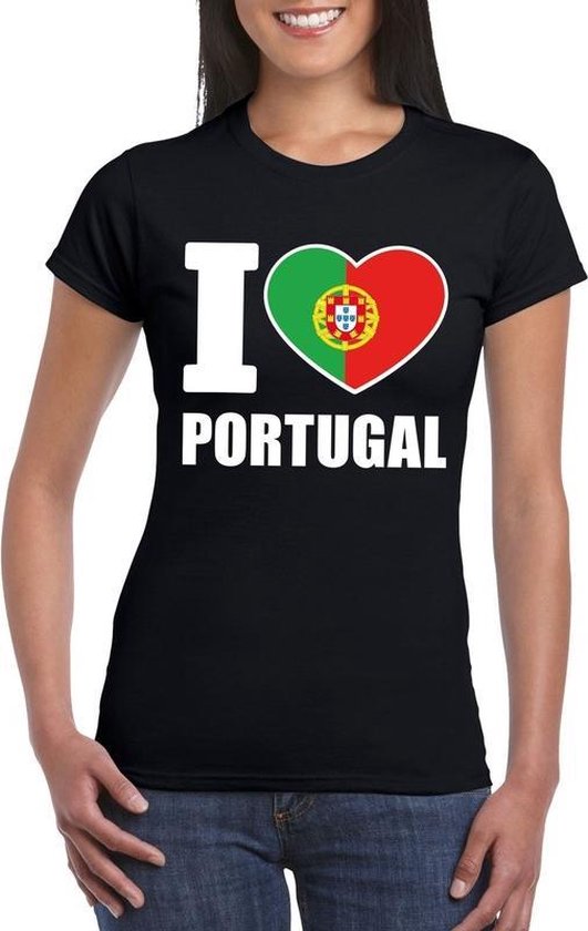 Zwart I love Portugal fan shirt dames S