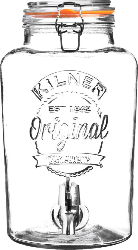 Foto: Kilner drankdispenser ruime opening rond incl tapkraantje cadeauverpakking 5l