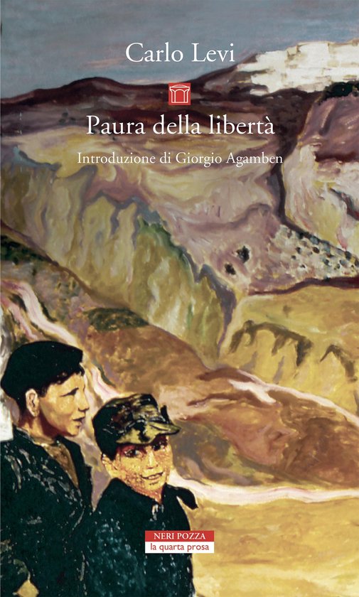 Boek kaft met schildering van twee jongens met op de achtergrond een berglandschap. Titel: Paura della libertà.