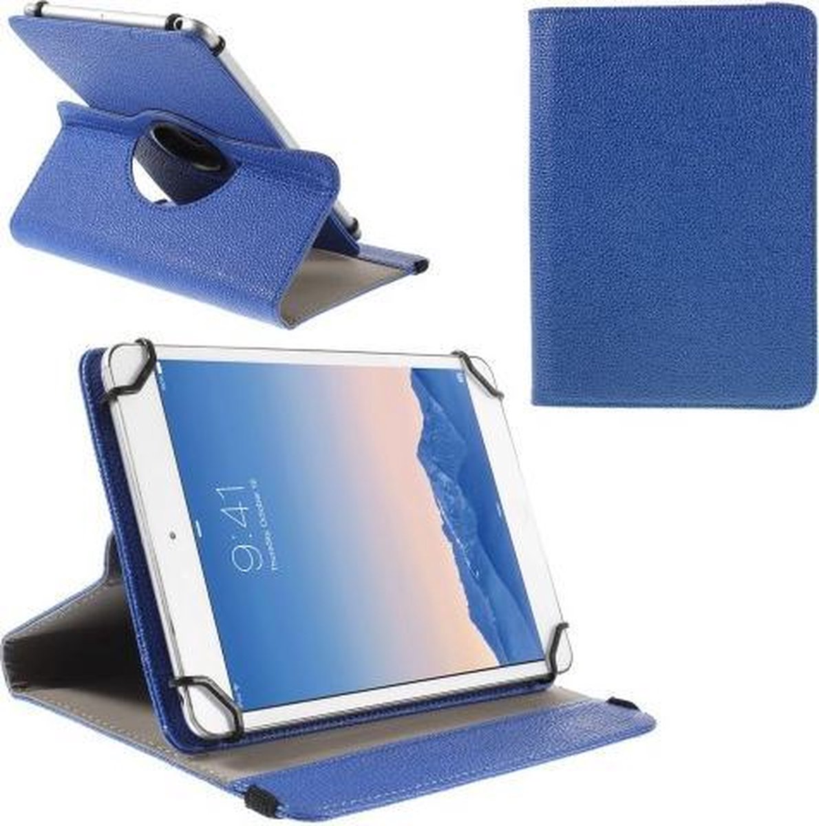 360 Rotating Book Case Universele Tablethoes - Geschikt voor Archos Kid - Donkerblauw